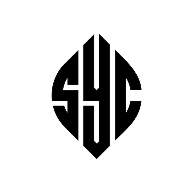 SYC circle letter logo design with circle and ellipse shape SYC ellipse letters with typographic style The three initials form a circle logo SYC Circle Emblem Abstract Monogram Letter Mark Vector