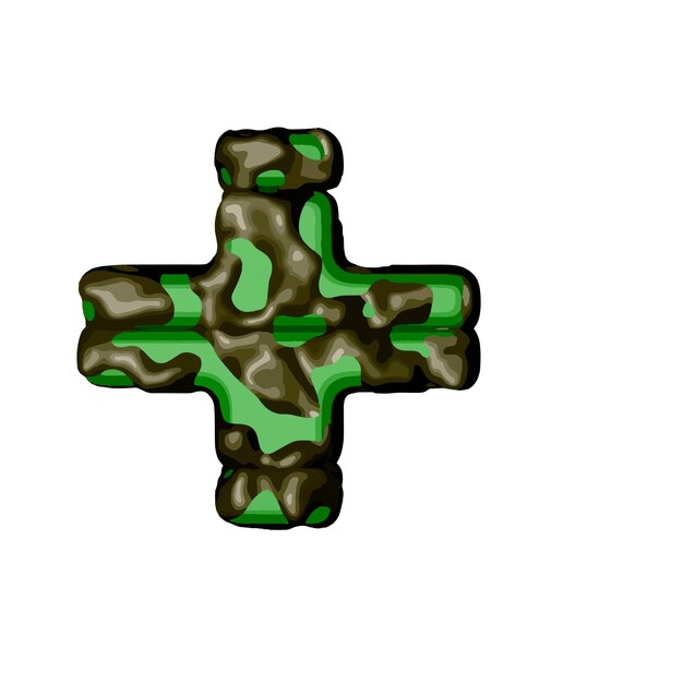 Symbol 3D v zeleném maskování