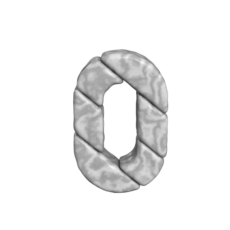 Vektor symbol 3d vyrobený z mramoru, číslo 0