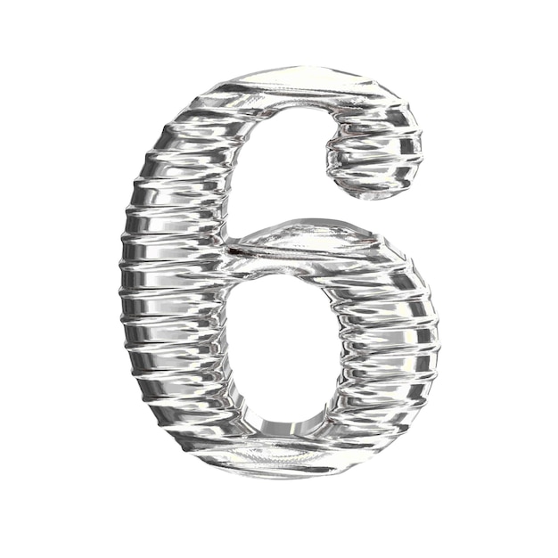 Symbol 3D vyrobený ze stříbrného čísla 6