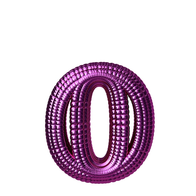 Symbol made of purple spheres letter o