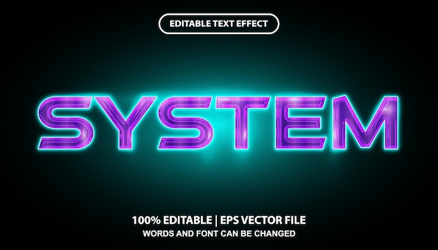system editable text effect template, futuristic neon light effect font style