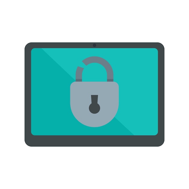 Tablet unlock fraud icon Flat illustration of tablet unlock fraud vector icon for web design