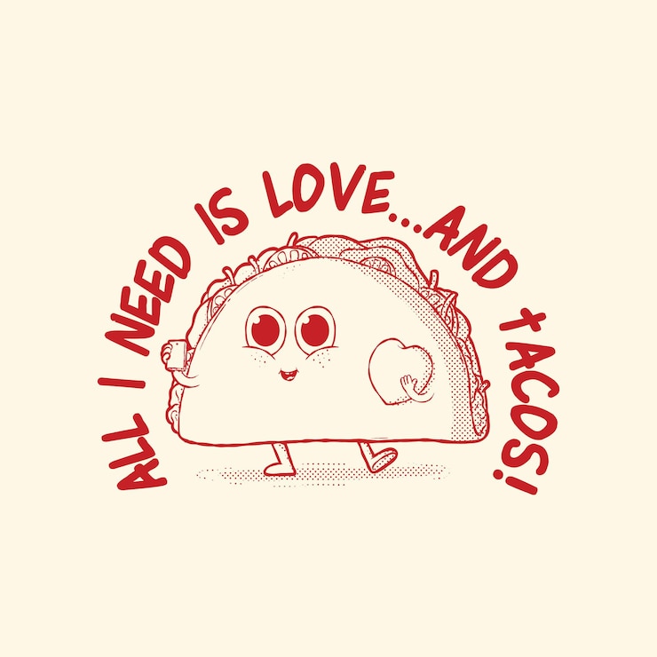 Vektor taco character holding a small heart vector illustration food mascot funny design concept