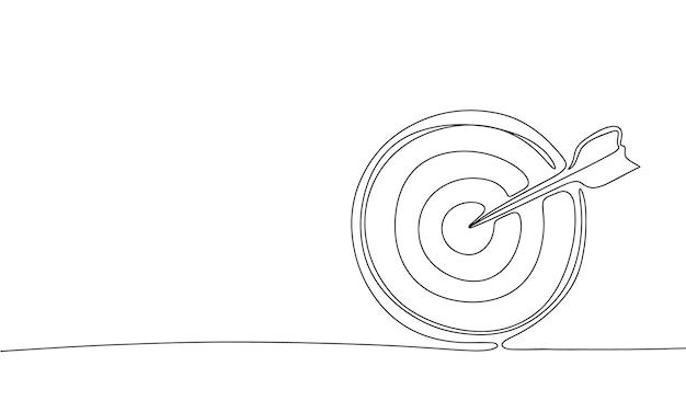 Target isolated on white background Line art target One line continuous vector illustration
