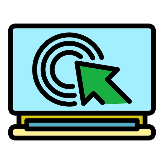 Target on monitor icon Outline target on monitor vector icon color flat isolated