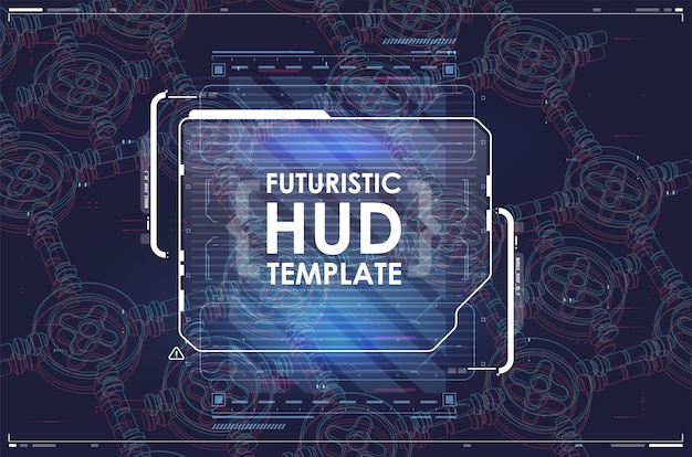Tech Abstract poster template with HUD elements cyber culture Modern flyer for web and print hacking Cyberpunk futuristic poster programming and virtual environments