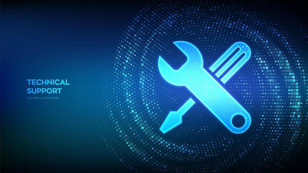 technical support icon customer help online tech support customer service business and technology concept binary code data flow virtual tunnel warp made with digital code vector illustration