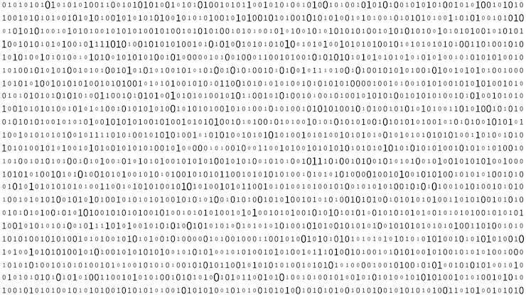 Vektor technologický vektor, binární kód, náhodná čísla na obrazovce, napadený software, pozadí vědy matrix, analýza velkých dat