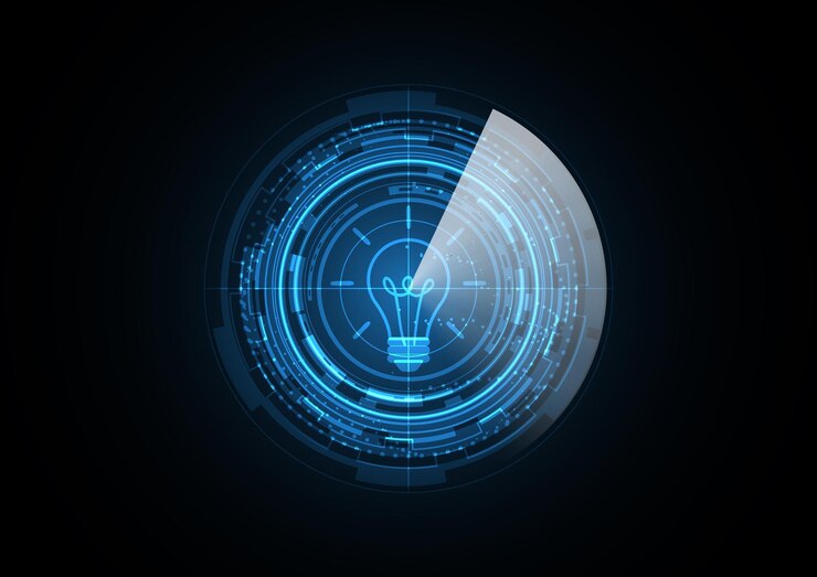 Vektor technologie abstraktní budoucí žárovka radar bezpečnostní kruh pozadí vektorová ilustrace