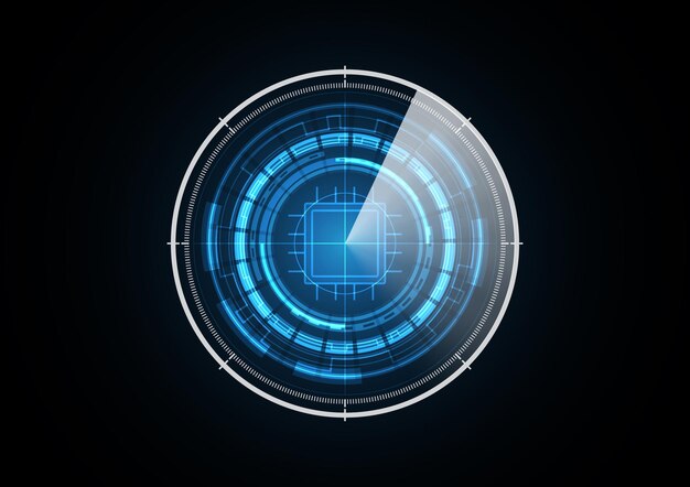 technology abstract future computer chip radar security circle background vector illustration
