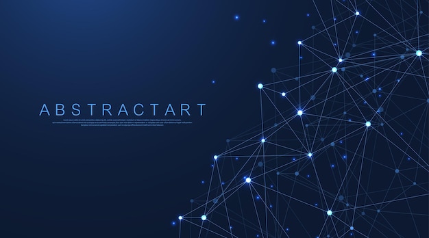 Technology abstract lines and dots connection background Connection digital data and big data concept Digital data visualization Vector illustration