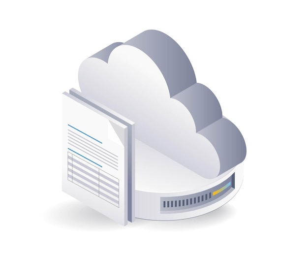 Technology cloud server data infographic 3d illustration flat isometric