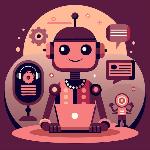 technology concept vector illustration featuring chatbots design flat style elements