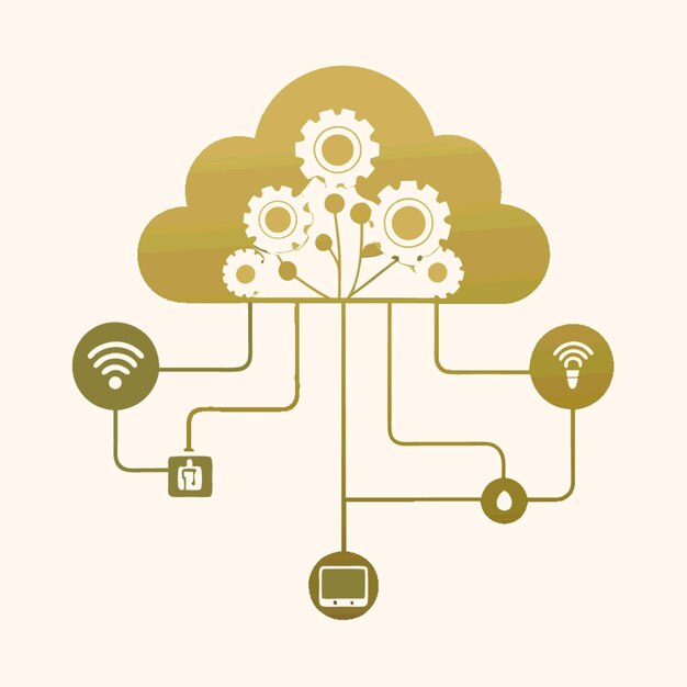 technology concept vector illustration featuring cloud computing design flat style elements