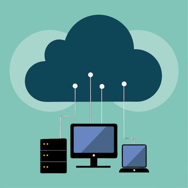 technology concept vector illustration featuring cloud computing design flat style elements
