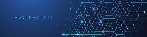 Technology hexagons connection digital data and big data concept