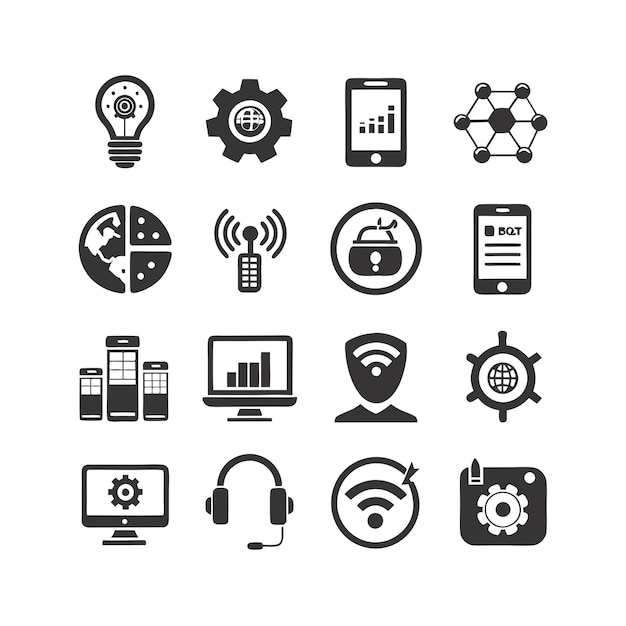 Technology Icon Set Vector Illustration for Documents Websites and Mobile Applications