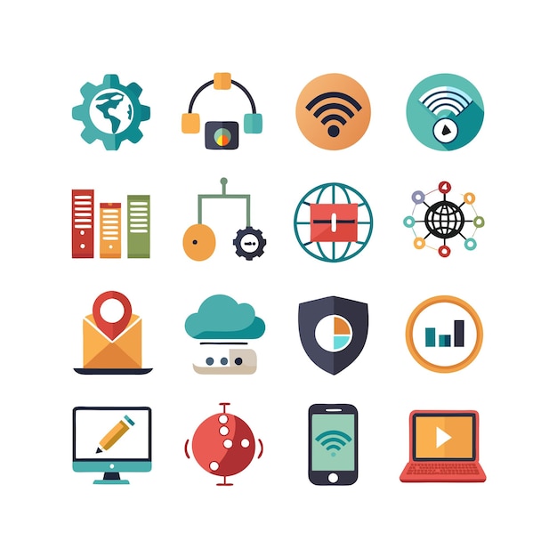 Technology Icon Set Vector Illustration for Documents Websites and Mobile Applications