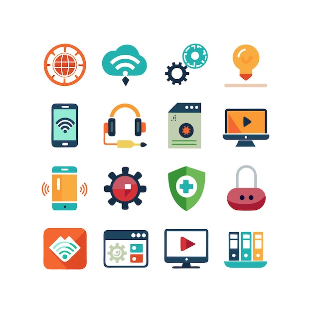 Technology Icon Set Vector Illustration for Documents Websites and Mobile Applications