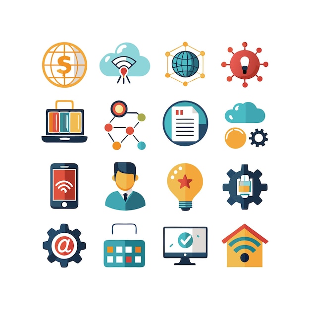 Technology Icon Set Vector Illustration for Documents Websites and Mobile Applications