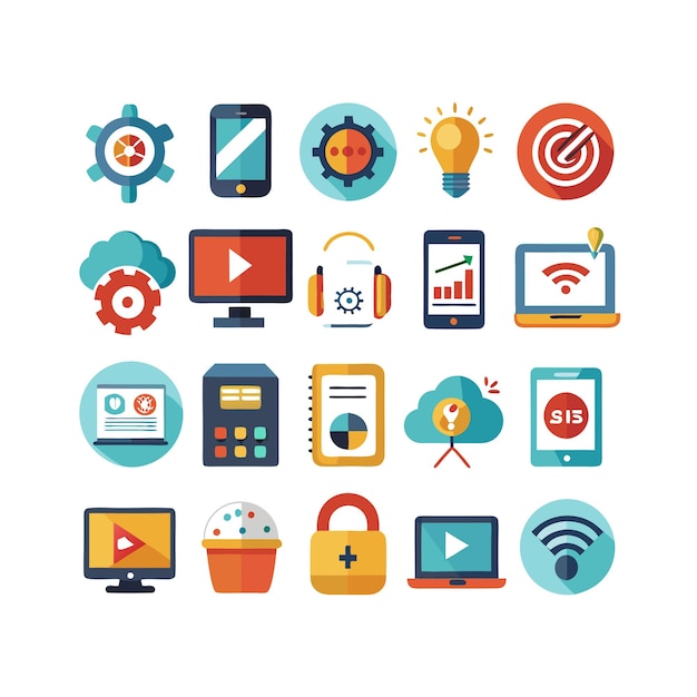 Technology Icon Set Vector Illustration for Documents Websites and Mobile Applications