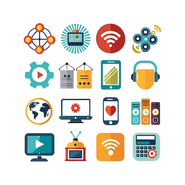 Technology Icon Set Vector Illustration for Documents Websites and Mobile Applications