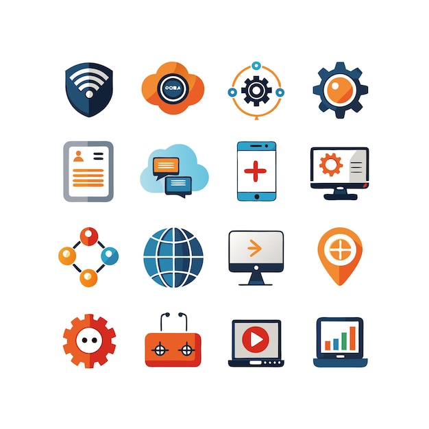 Technology Icon Set Vector Illustration for Documents Websites and Mobile Applications