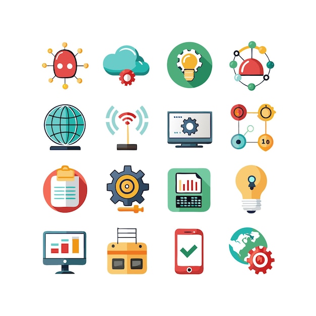 Technology Icon Set Vector Illustration for Documents Websites and Mobile Applications