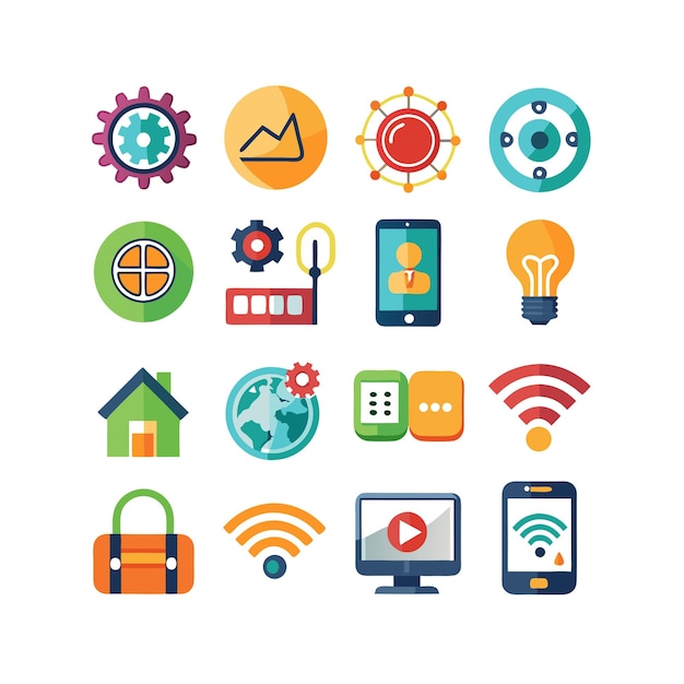 Technology Icon Set Vector Illustration for Documents Websites and Mobile Applications