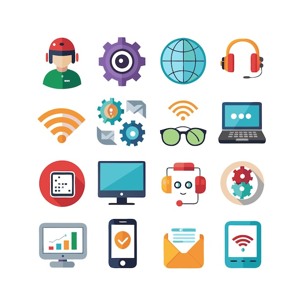 Technology Icon Set Vector Illustration for Documents Websites and Mobile Applications
