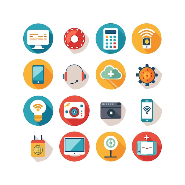 Technology Icon Set Vector Illustration for Documents Websites and Mobile Applications