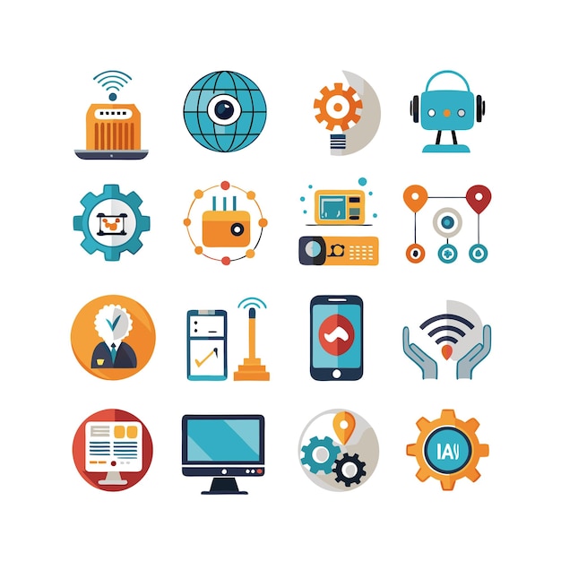 Technology Icon Set Vector Illustration for Documents Websites and Mobile Applications