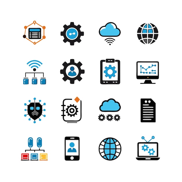 Technology Icon Set Vector Illustration for Documents Websites and Mobile Applications