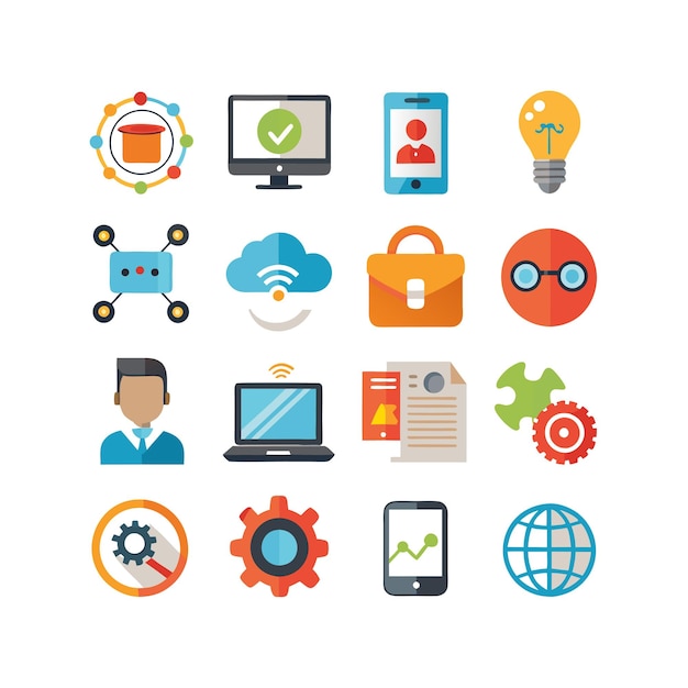 technology icon set vector illustration for documents websites and mobile applications