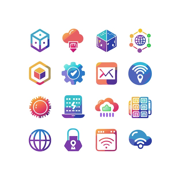 technology icon set vector illustration for documents websites and mobile applications