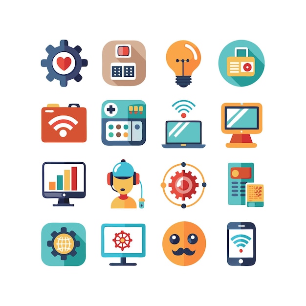 Technology Icon Set Vector Illustration for Documents Websites and Mobile Applications