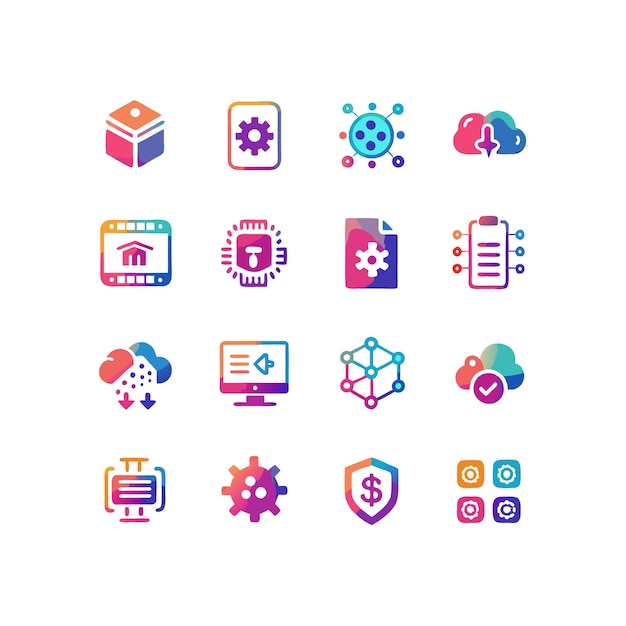 technology icon set vector illustration for documents websites and mobile applications