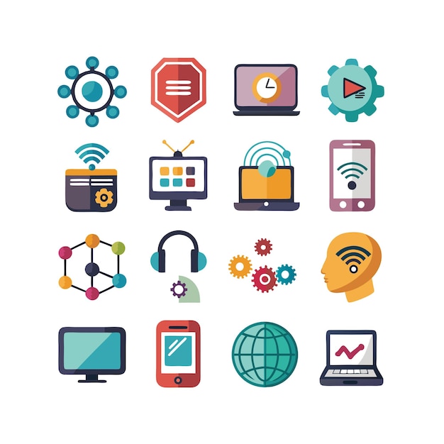 Technology Icon Set Vector Illustration for Documents Websites and Mobile Applications