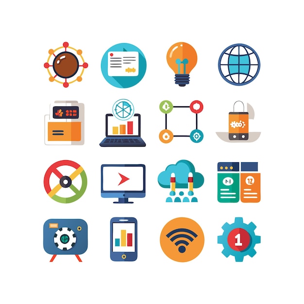 Technology Icon Set Vector Illustration for Documents Websites and Mobile Applications