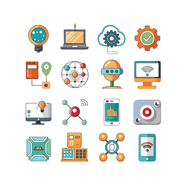 technology icon set vector illustration for documents websites and mobile applications