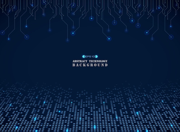 Technology of blue square electronics pattern background