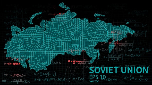 Technology vector map of Soviet Union connection futuristic modern website background or cover page