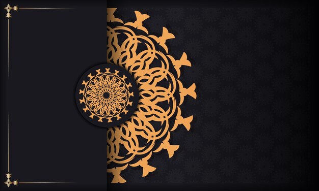 template for design printable invitation card with vintage patterns. black banner with luxury greek ornaments and place for your design.