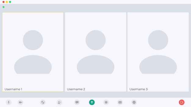 Template video conference user interface video conference calls window overlay Three users