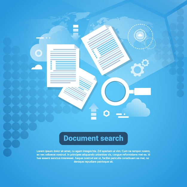 template web banner with copy space document search concept