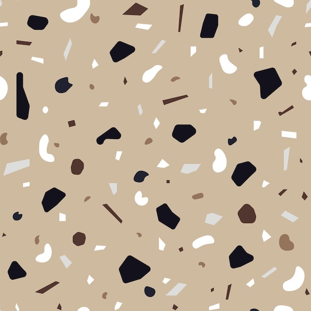 Terrazzo seamless pattern Flooring mosaic texture Vector floor with natural stones granite marble quartz