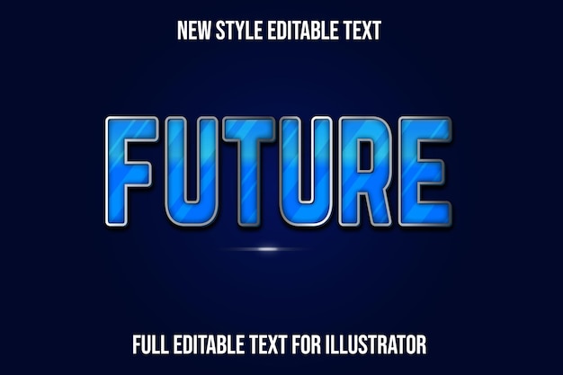 Text effect 3d future color blue and silver gradient
