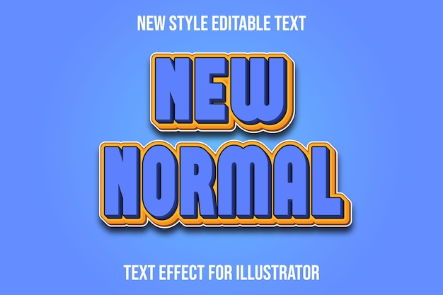 Text effect 3d new normal color blue and yellow gradient