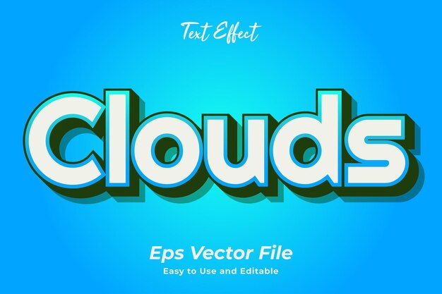 text effect clouds editable and easy to use premium vector